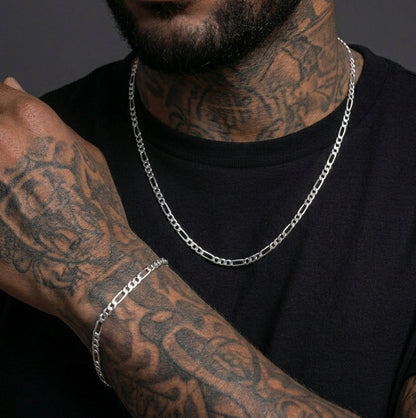 5mm Figaro Link Chain & Bracelet Bundle Set for Men