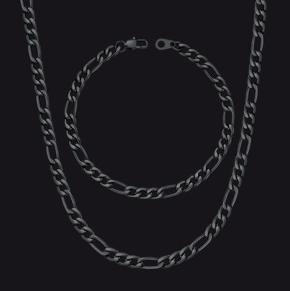5mm Figaro Link Chain & Bracelet Bundle Set for Men