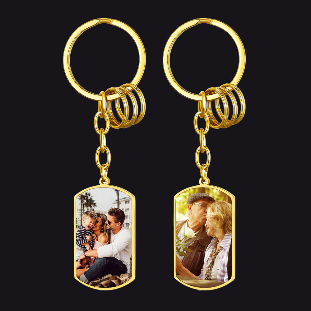 Personalized Text Stainless Steel Keychain With Picture FaithHeart Jewelry