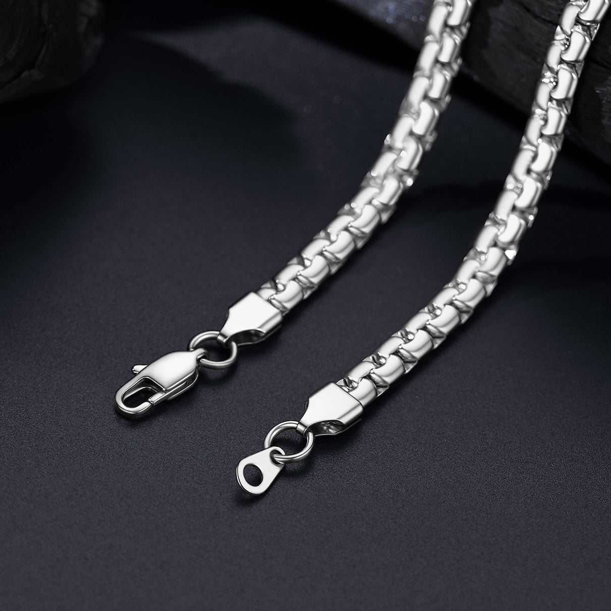 6mm Flat Box Chain & Bracelet Bundle Set for Men