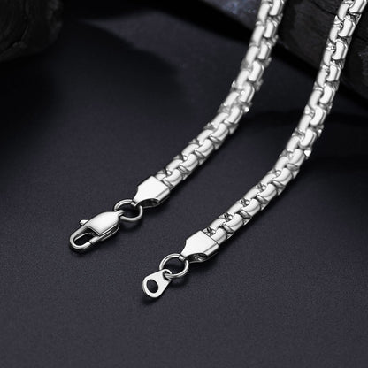 6mm Flat Box Chain & Bracelet Bundle Set for Men