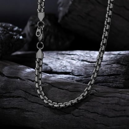 6mm Flat Box Chain & Bracelet Bundle Set for Men