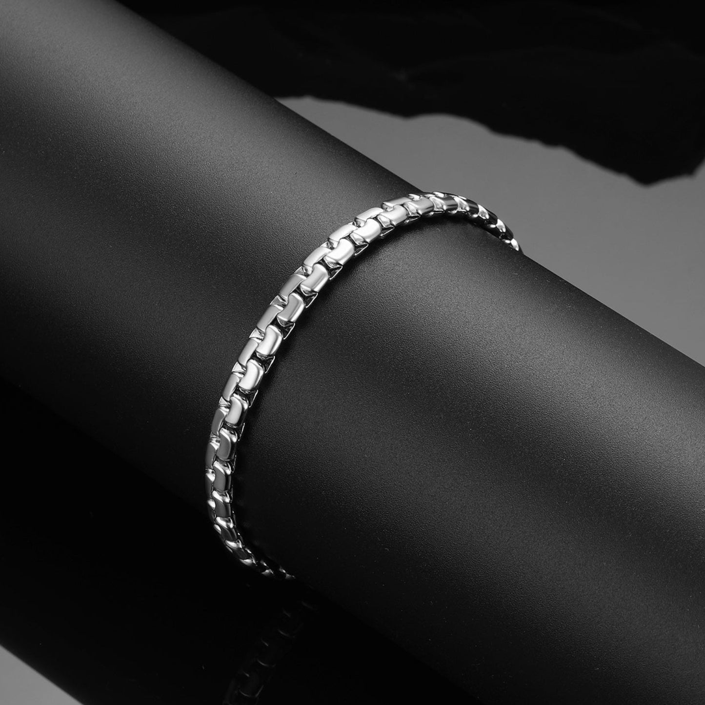 Silver 6mm Flat Box Chain & Bracelet Bundle Set for Father Men Gift