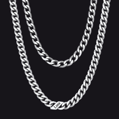 7mm Width Custom Name Cuban Chain & 6mm Cuban Chain Set for Men
