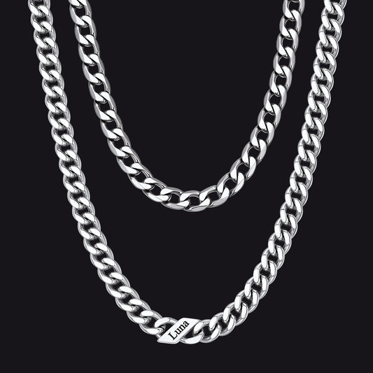 7mm Width Custom Name Cuban Chain & 6mm Cuban Chain Set for Menimg
