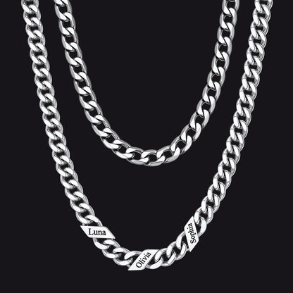 7mm Width Custom Name Cuban Chain & 6mm Cuban Chain Set for Men