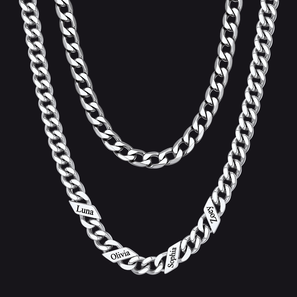 7mm Width Custom Name Cuban Chain & 6mm Cuban Chain Set for Men