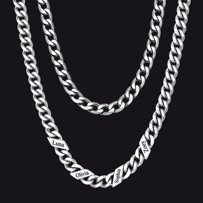 7mm Width Custom Name Cuban Chain & 6mm Cuban Chain Set for Men