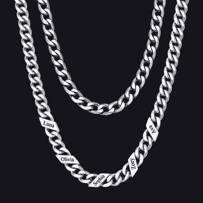 7mm Width Custom Name Cuban Chain & 6mm Cuban Chain Set for Men