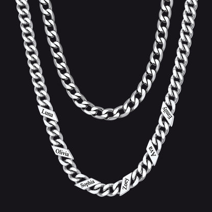 7mm Width Custom Name Cuban Chain & 6mm Cuban Chain Set for Men