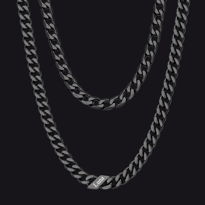 7mm Width Custom Name Cuban Chain & 6mm Cuban Chain Set for Men