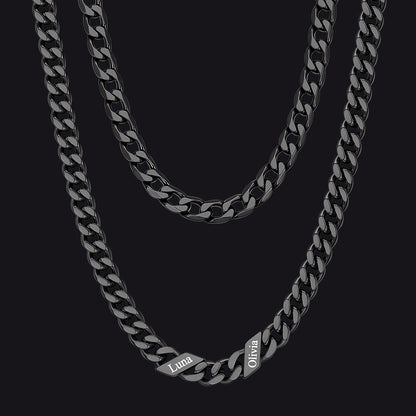 7mm Width Custom Name Cuban Chain & 6mm Cuban Chain Set for Men