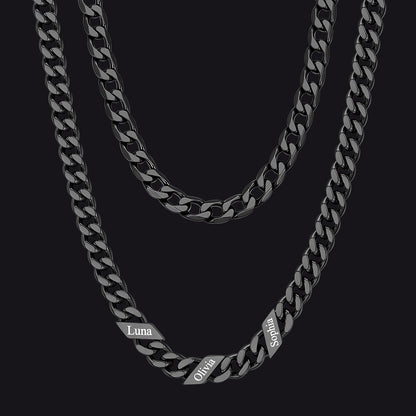 7mm Width Custom Name Cuban Chain & 6mm Cuban Chain Set for Men