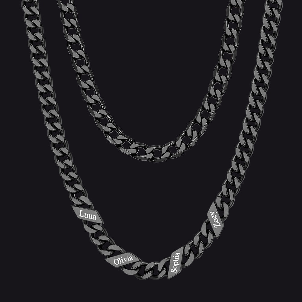 7mm Width Custom Name Cuban Chain & 6mm Cuban Chain Set for Men