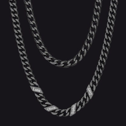 7mm Width Custom Name Cuban Chain & 6mm Cuban Chain Set for Men