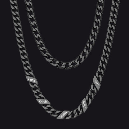 7mm Width Custom Name Cuban Chain & 6mm Cuban Chain Set for Men