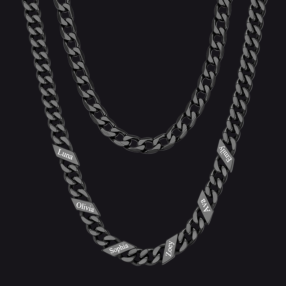 7mm Width Custom Name Cuban Chain & 6mm Cuban Chain Set for Men