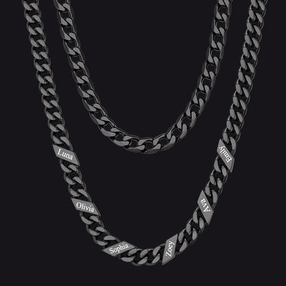 7mm Width Custom Name Cuban Chain & 6mm Cuban Chain Set for Men