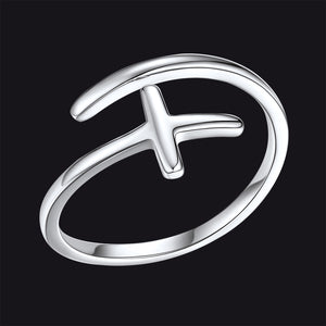 925 Sterling Silver Sideways Cross Adjustable Open Ring for Men