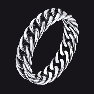 925 Sterling Silver Cuban Chain Ring for Men