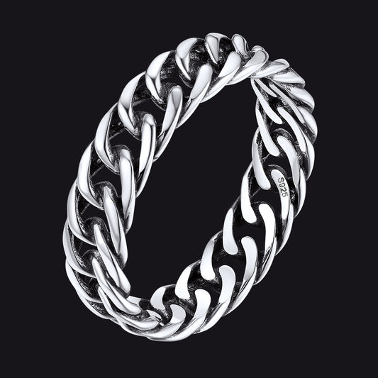 925 Sterling Silver Cuban Chain Ring for Menimg