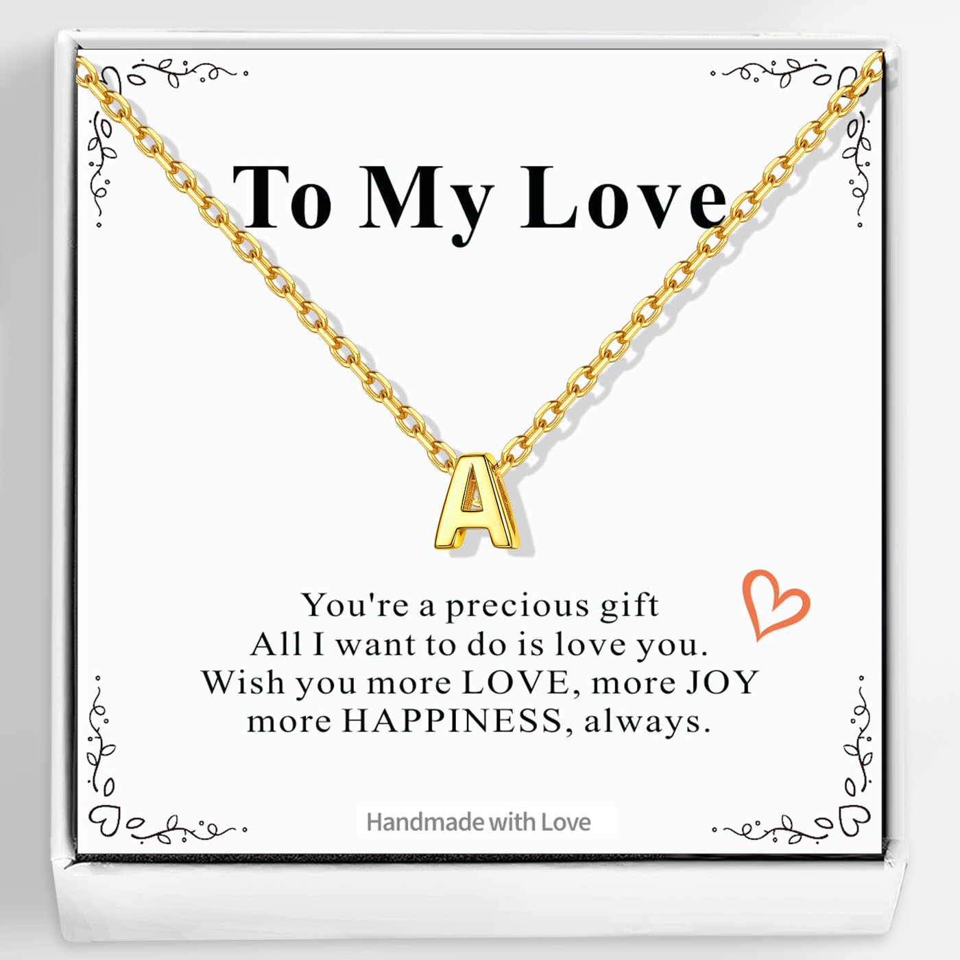 925 Sterling Silver Initial Necklace for Women with Greeting Cardimg