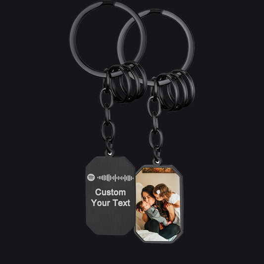 Customized Text Scannable Spotify Code Hexogon Pendant Keychain With Picture FaithHeart Jewelry