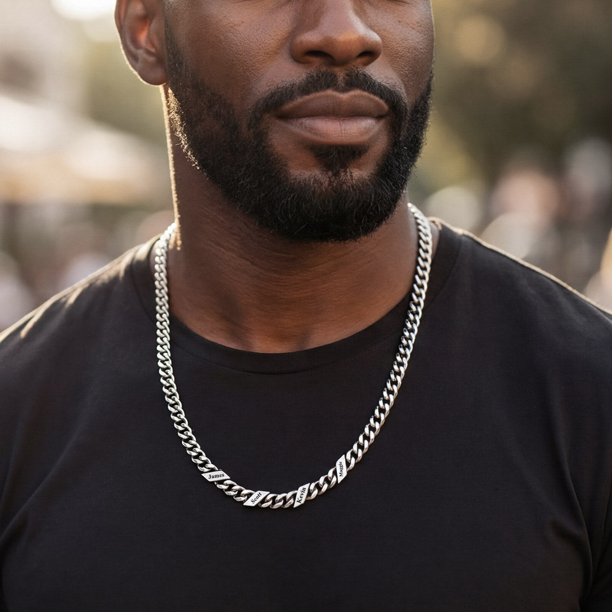   Engraved Name Cuban Chain Necklace for Women Men