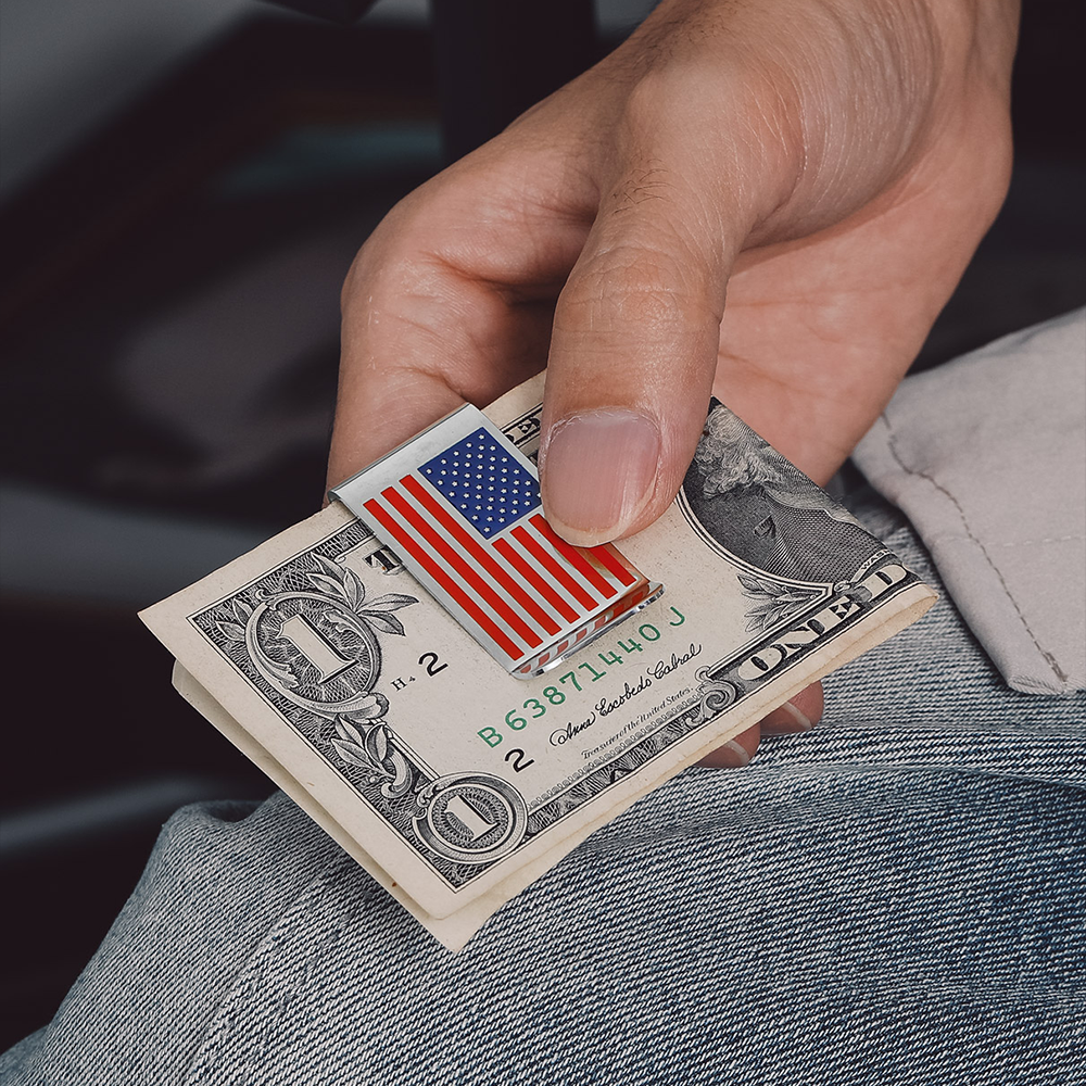 American Flag Slim Money Clips Customizable Slim Pocket Wallet