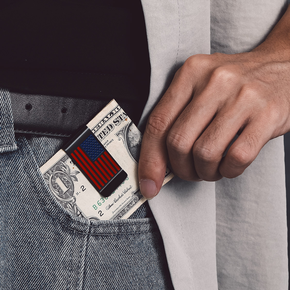 American Flag Slim Money Clips Customizable Slim Pocket Wallet