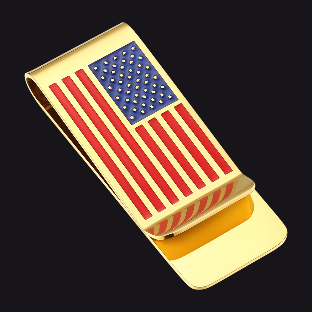 Customized American Flag Money Clips Cash Card Holder for Men