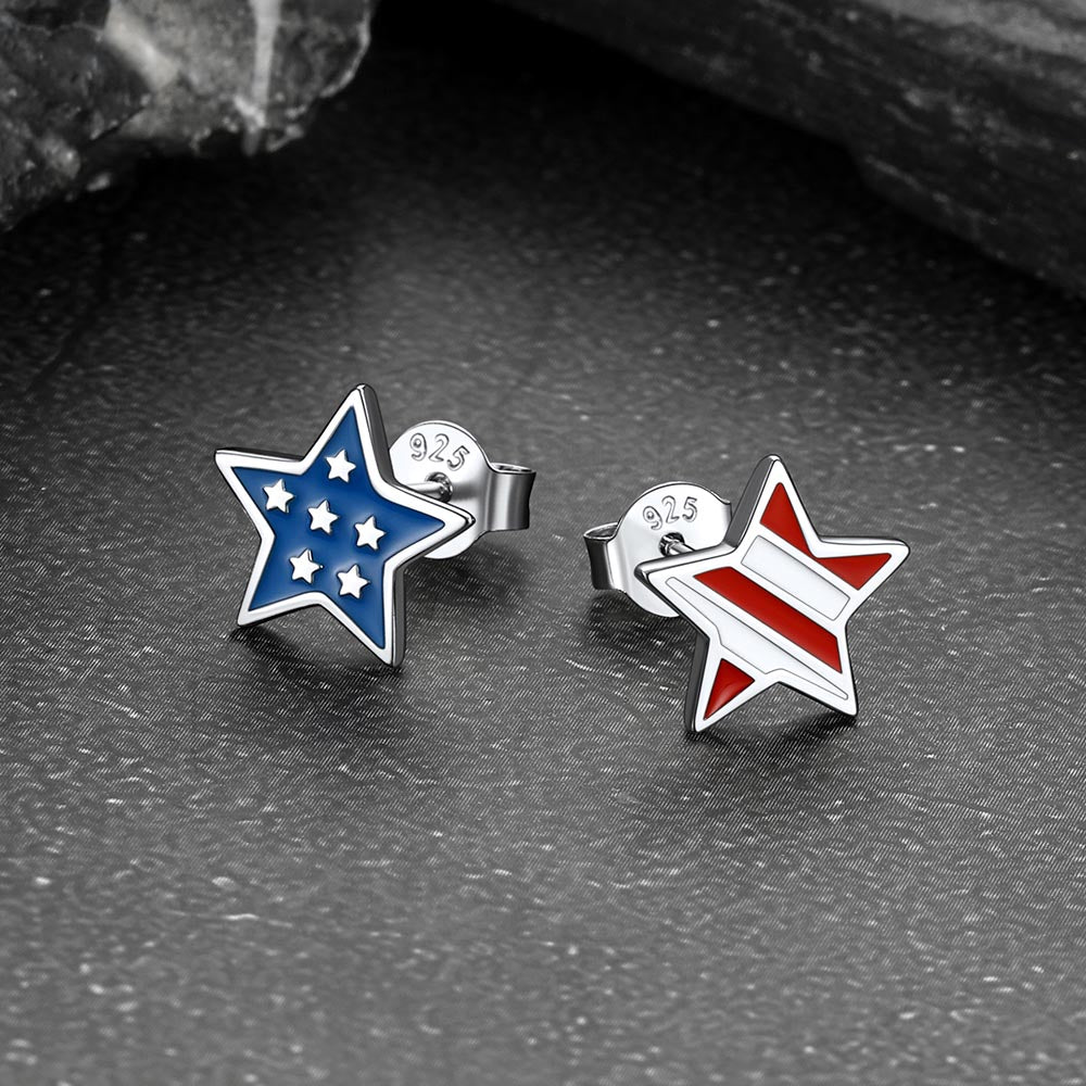 4th of July American Flag Stud Earrings for Men