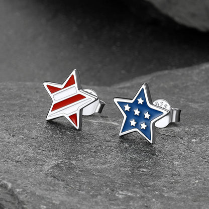 4th of July American Flag Stud Earrings for Men