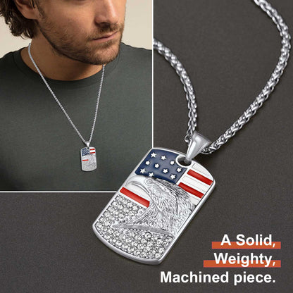 Collier avec plaque d'identité gravée du drapeau américain pour homme et femme