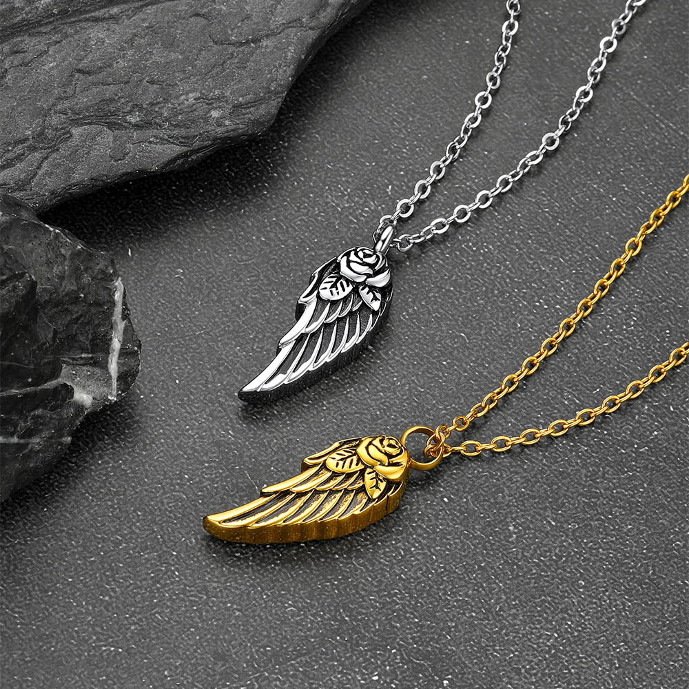 Angel Wings Cremation Urn Necklace