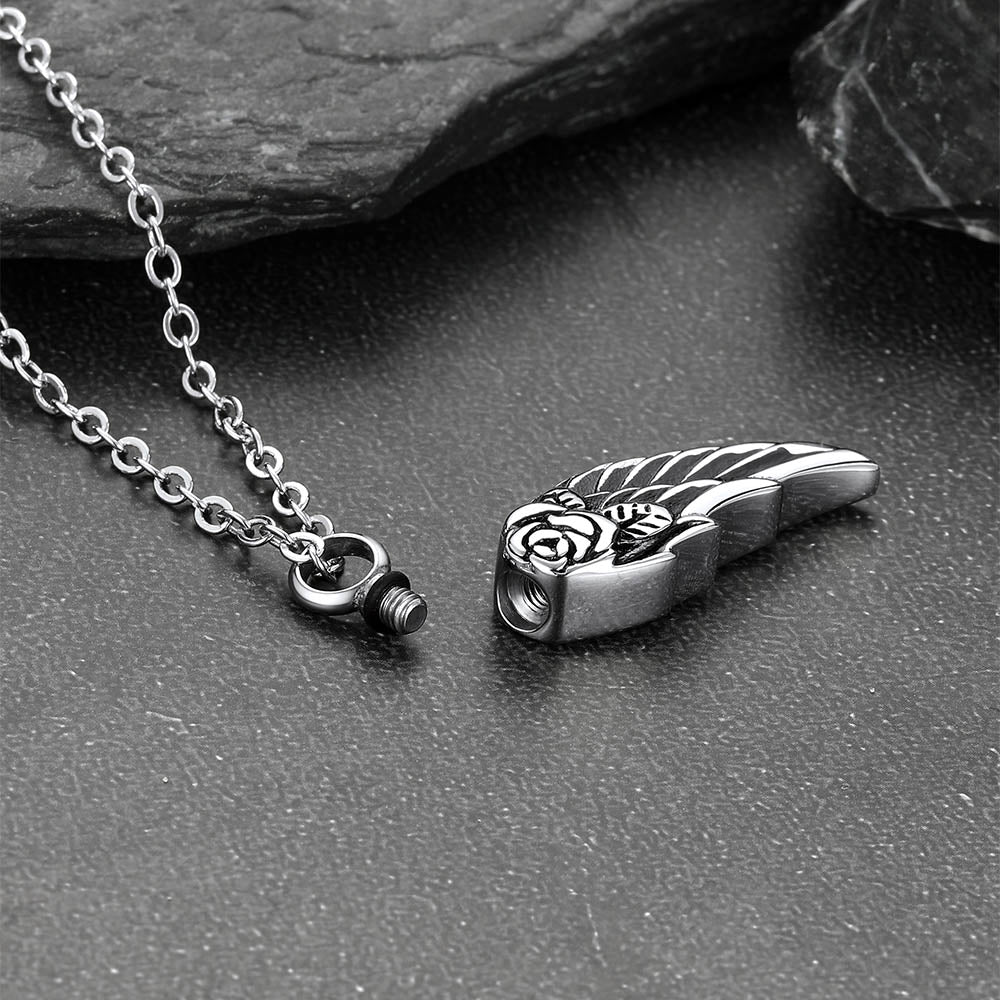 Angel Wings Cremation Urn Necklace