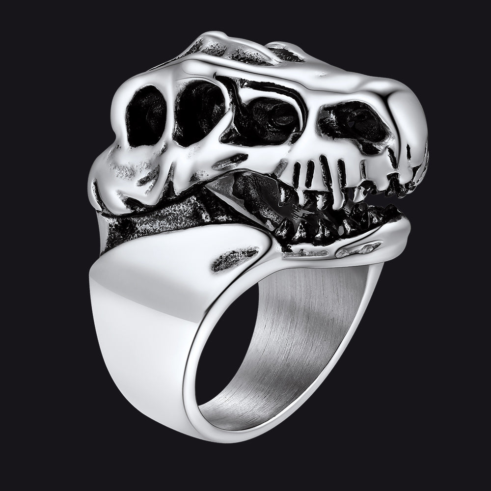 Biker Animal Chunky Dinosaur Head Stainless Steel Ring