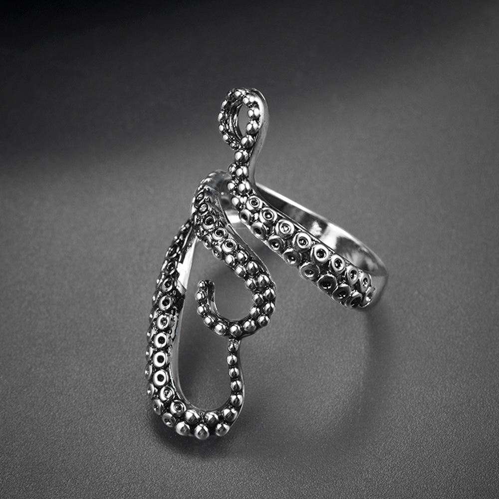Gothic Punk Animal Octopus Adjustable Open Ring for Men