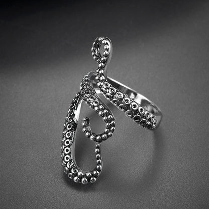 Gothic Punk Animal Octopus Adjustable Open Ring for Men