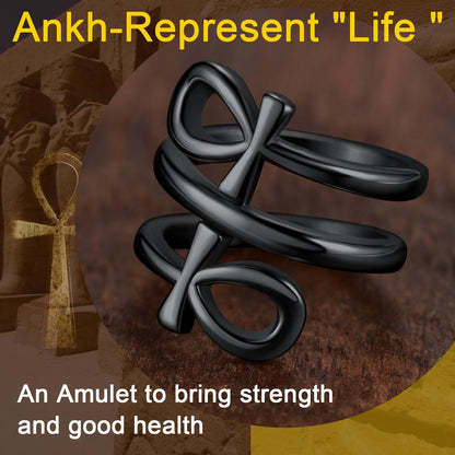 Egyptian Ankh Cross Rings Amulet Jewelry for Men Women