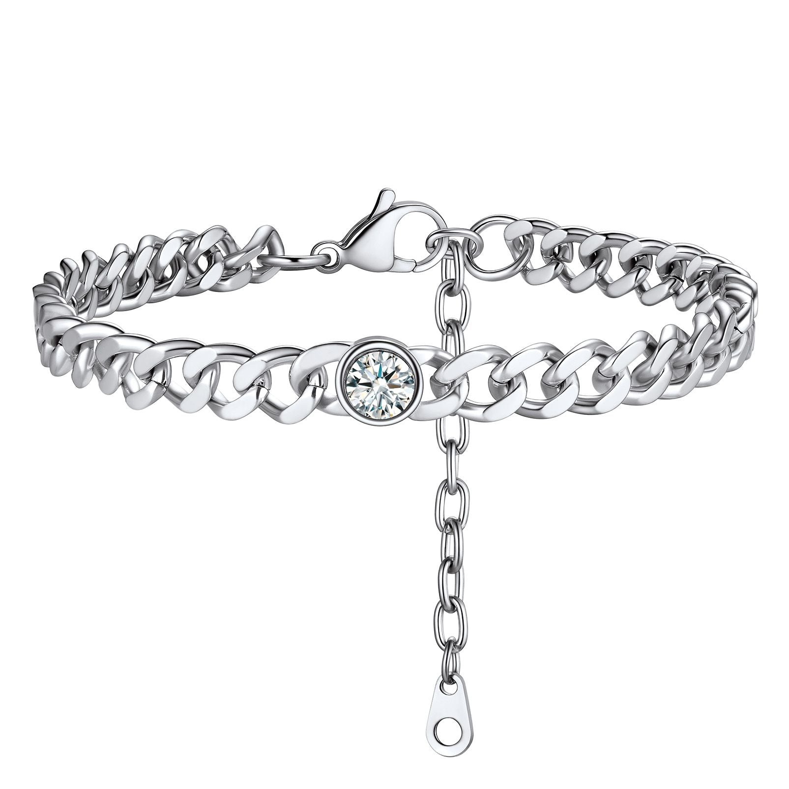 April Birthstone Anklet Silver PSA40044