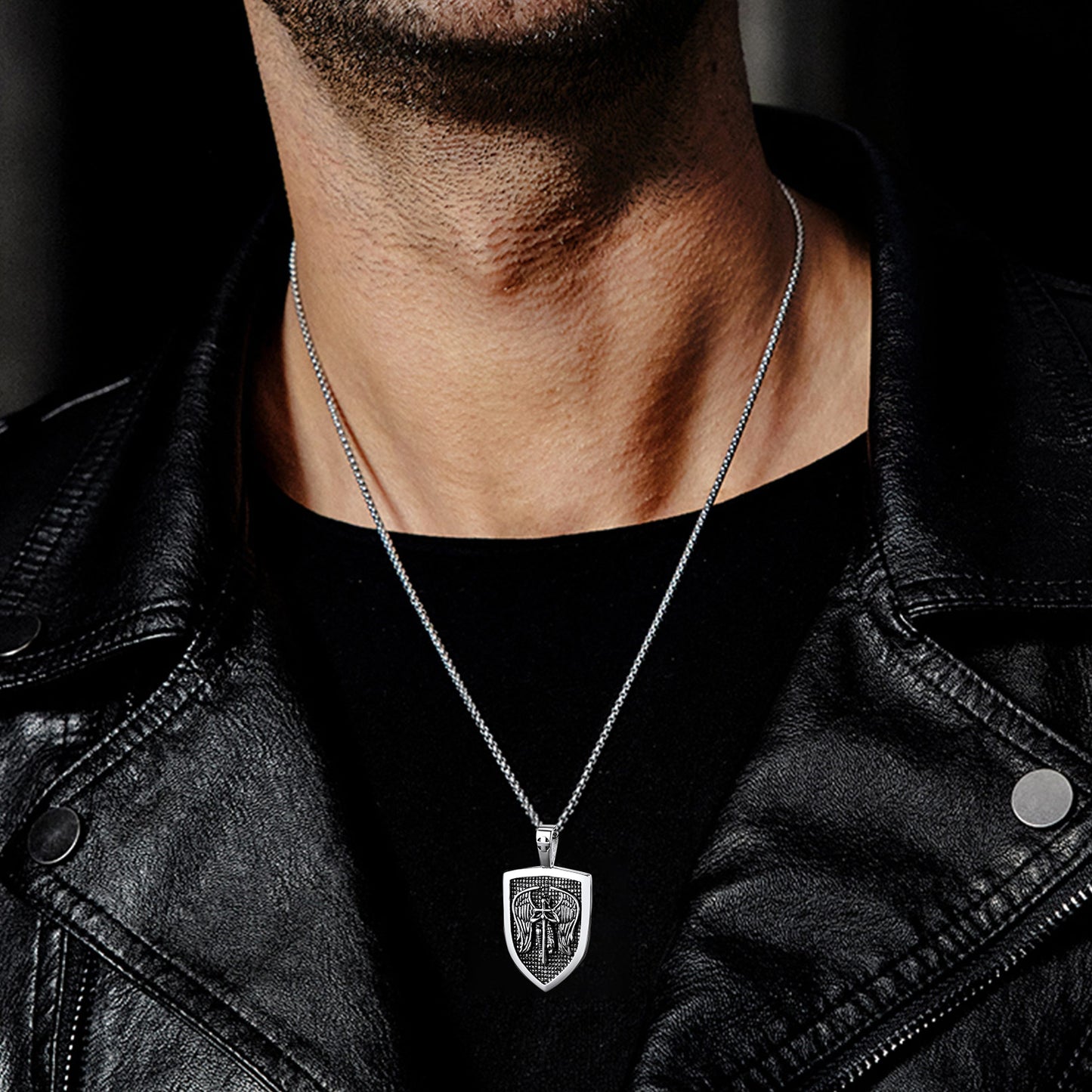 FaithHeart Shield Archangel St. Michael Protection Necklace For Men FaithHeart
