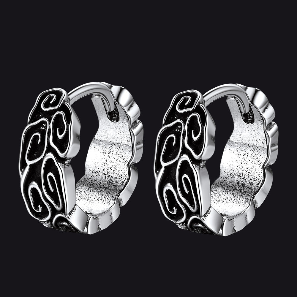 Gothic Auspicious Clouds Grass Pattern Earrings for Men