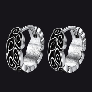 Gothic Auspicious Clouds Grass Pattern Earrings for Men