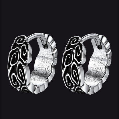 Gothic Auspicious Clouds Grass Pattern Earrings for Men