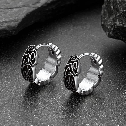 Gothic Auspicious Clouds Grass Pattern Earrings for Men
