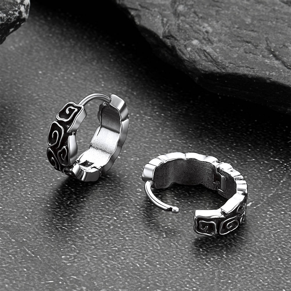 Gothic Auspicious Clouds Grass Pattern Earrings for Men