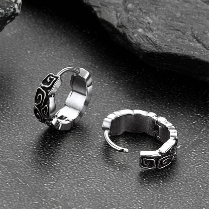 Gothic Auspicious Clouds Grass Pattern Earrings for Men