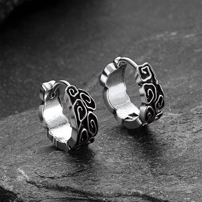 Gothic Auspicious Clouds Grass Pattern Earrings for Men