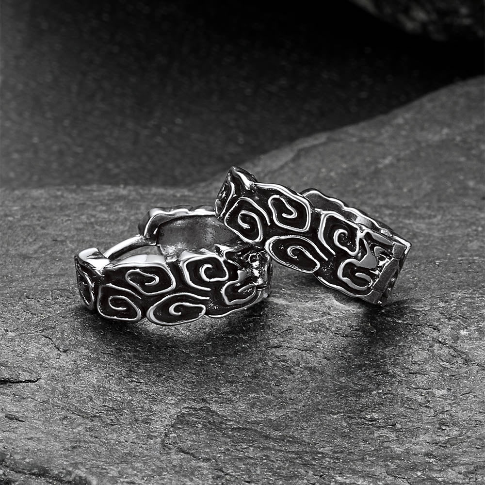 Gothic Auspicious Clouds Grass Pattern Earrings for Men